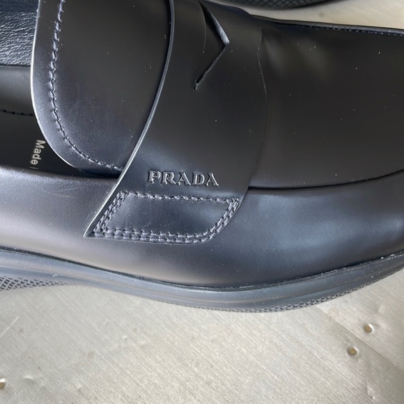 Store display Prada lug sole penny loafers black Oxford flats sz UK 8/US 9 - Picture 2 of 11